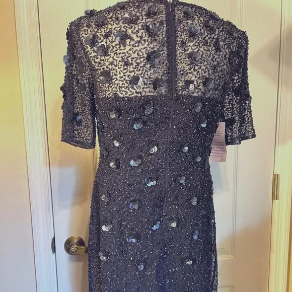 Adrianna Papell Navy Sequin Dress - Picture 15 of 16